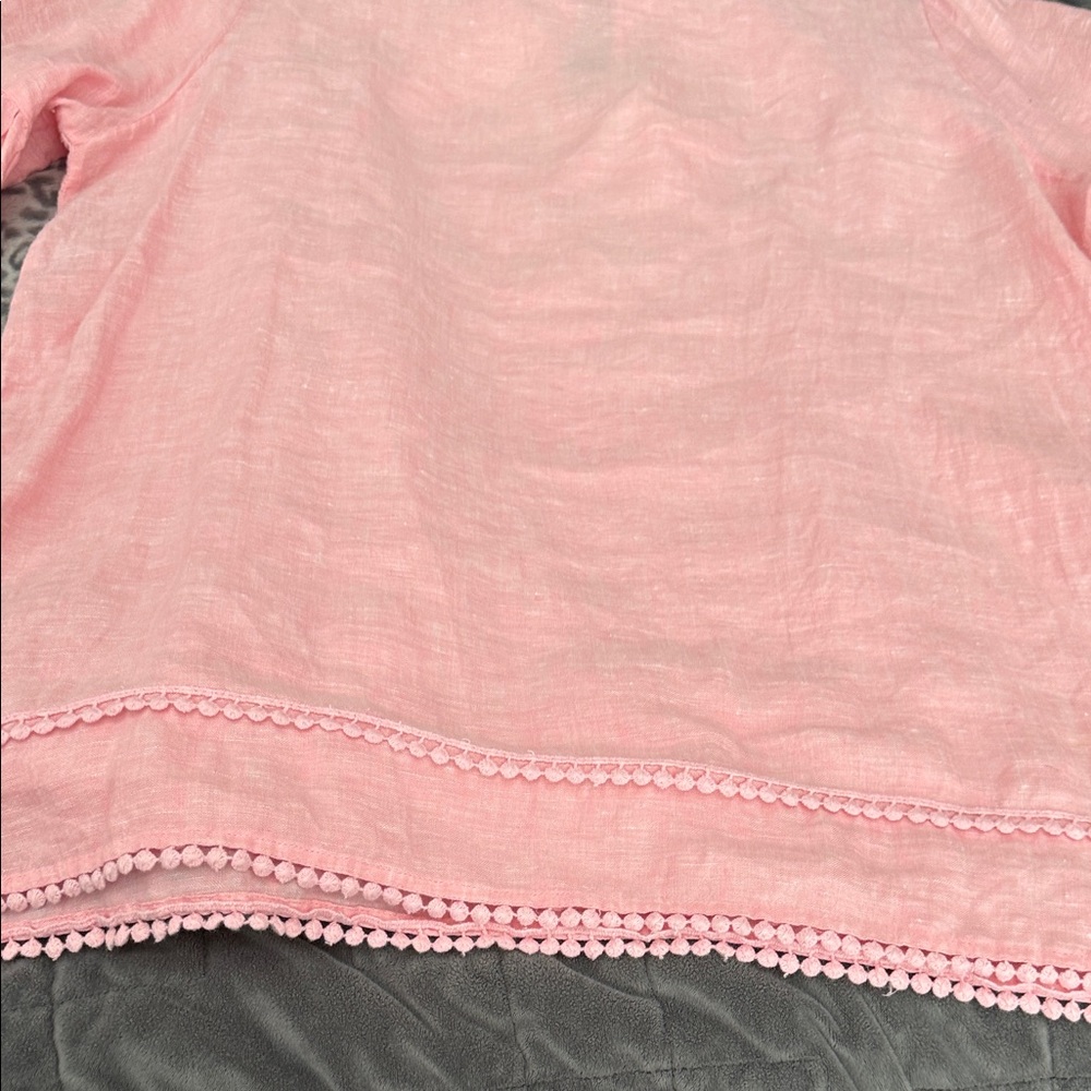 Tahari Pink Linen Women's Top - Picture 2 of 7